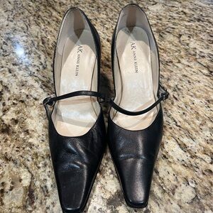Anne Klein Black Leather Heels